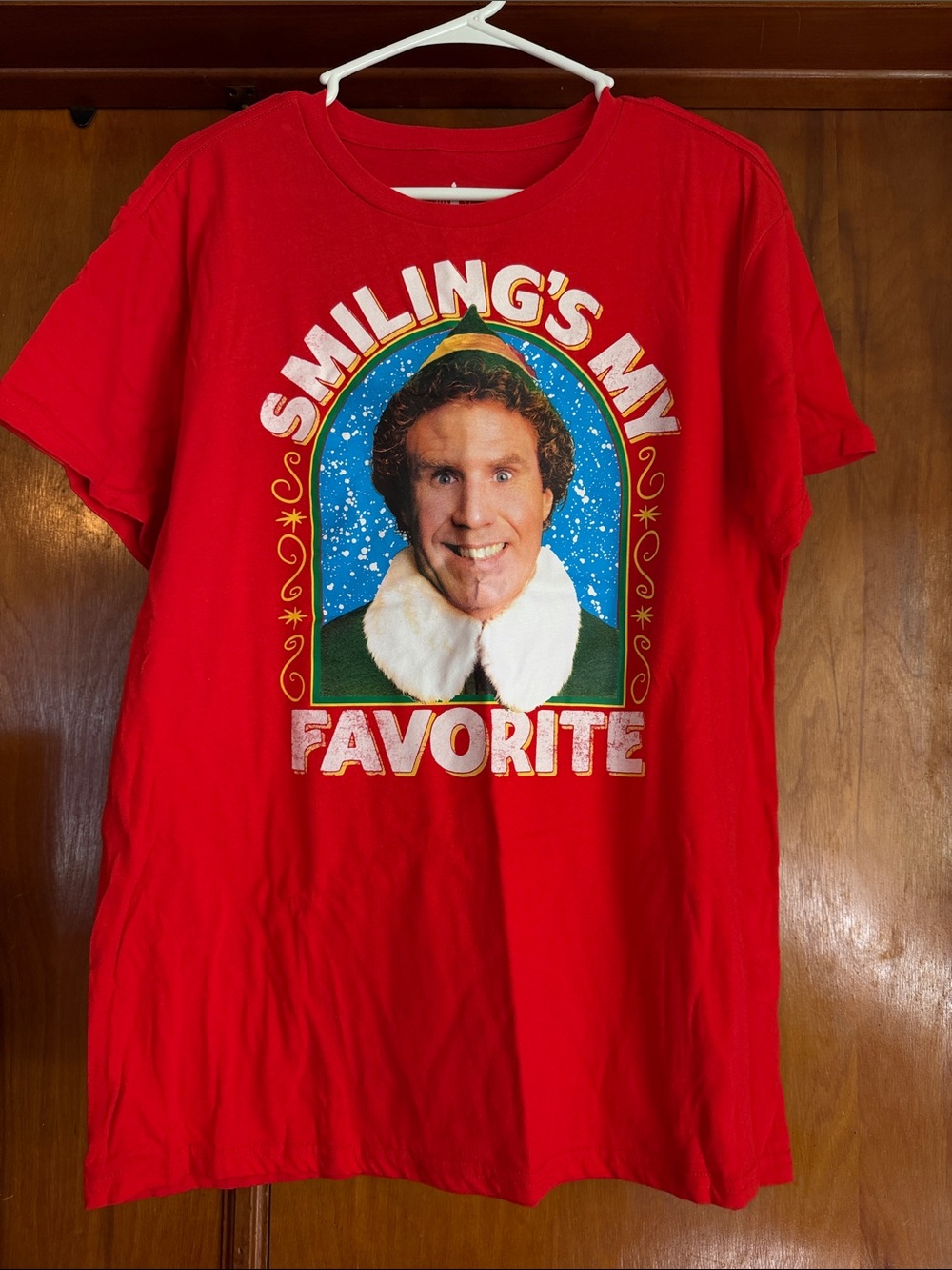ELF Red 'Smiling's My Favorite' Short Sleeve Graphic Tee